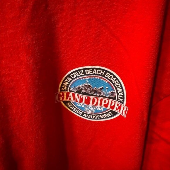 Men’s Santa Cruz Beach Giant Dipper Red Short Sleeve Tee - Picture 2 of 5